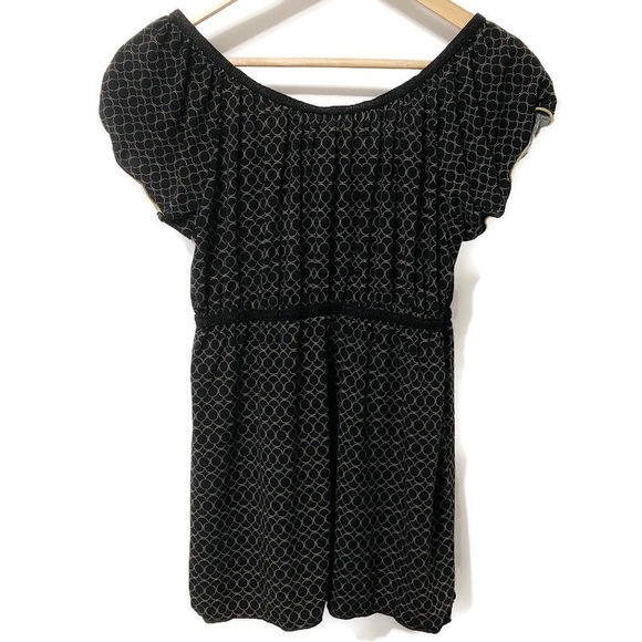 MAX STUDIO  | Black & Gold Empire Waist Top Size M - Picture 2 of 14